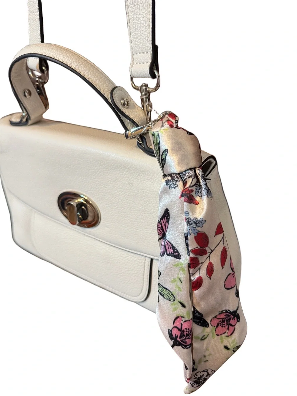 Giani Bernini Cream Crossbody Satchel with Scarf Accent